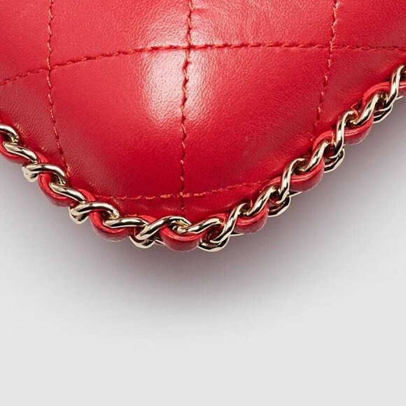 Chanel Red Quilted Lambskin Leather Phone Holder with Chain Bag - Picture 4 of 9